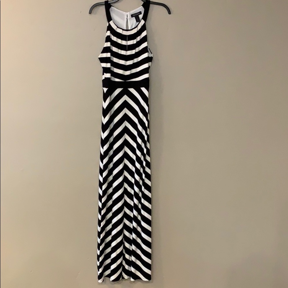 WHBM Black & White Striped Maxi Dress